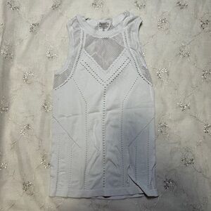 Athleta White Laser-Cut High Neck Tank — XS — breathable + sleek